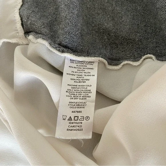 Loft Grey Sweater Layered Sheer White Lining Split Back Ruffle Preppy Clueless - Picture 9 of 9